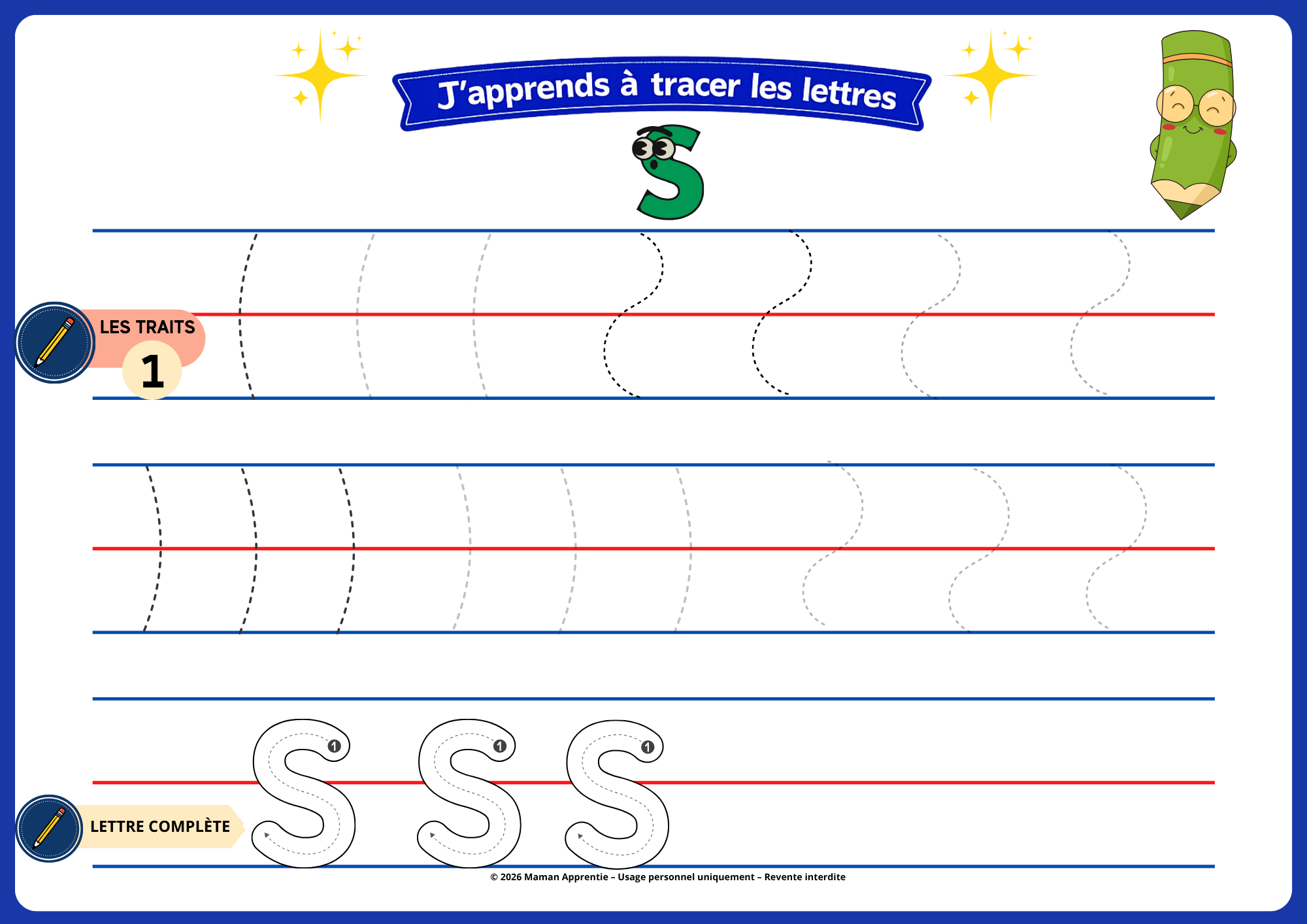 J’apprends à tracer les lettres